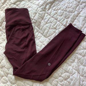 Lululemon Burgundy Leggings; Size 2
